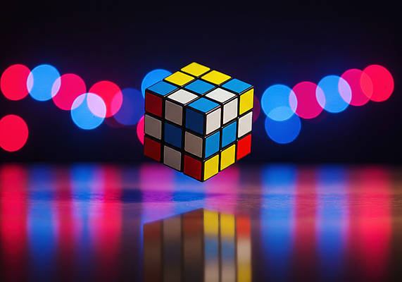 JPG 편집이미지 사람없음 계산 큐브 디지털합성 보케 두뇌개발 창의력 루빅큐브 편집실사 AI컴퓨터그래픽 AI콘텐츠 CG 파일형식