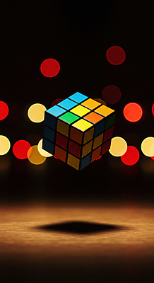 JPG 편집이미지 사람없음 계산 큐브 디지털합성 보케 두뇌개발 창의력 루빅큐브 편집실사 AI컴퓨터그래픽 AI콘텐츠 CG 파일형식