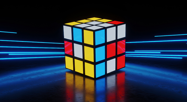 JPG 편집이미지 사람없음 계산 큐브 디지털합성 보케 두뇌개발 창의력 루빅큐브 편집실사 AI컴퓨터그래픽 AI콘텐츠 CG 파일형식