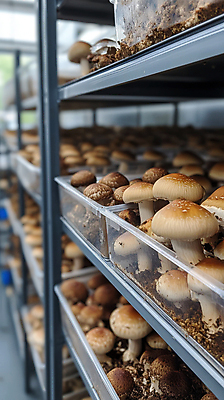 JPG 편집이미지 사람없음 농사 버섯 흙 버섯농장 버섯재배 플라스틱통 편집실사 AI포토 AI콘텐츠 농업 통 농장 플라스틱 CG 파일형식