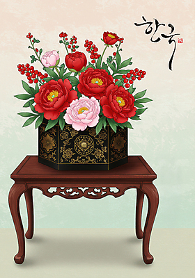 PSD 편집이미지 한국전통 열매 잎 캘리그라피 사람없음 전통문양 고가구 소반 모란 민화 전통상자 이미지편집 식물 전통 문양 꽃 가구 탁자 한국 상자 그림 파일형식