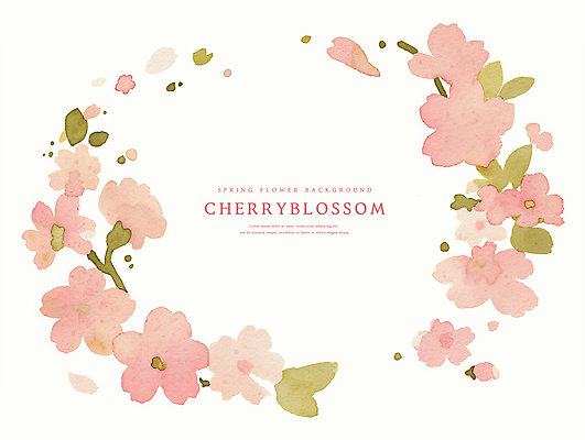 PSD 분홍색 꽃백그라운드 일러스트 수채화 사람없음 벚꽃 나뭇가지 감성 꽃프레임 카피스페이스 봄배경 국내일러스트 나무 꽃 컬러 백그라운드 컨셉 프레임 봄 공백 파일형식
