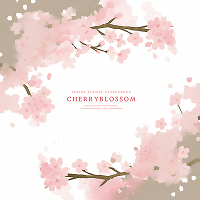 PSD 분홍색 꽃백그라운드 일러스트 수채화 사람없음 벚꽃 나뭇가지 감성 꽃프레임 카피스페이스 봄배경 국내일러스트 나무 꽃 컬러 백그라운드 컨셉 프레임 봄 공백 파일형식