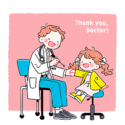전신 여자 남자 어린이 분홍색 의자 일러스트 청진기 직업캐릭터 미소 앉기 소녀 성인 두명 귀여움 손잡기 진료 의사가운 소아과 땡큐 소아과의사 국내일러스트 일러캐릭터 AI파일 직업 캐릭터 컬러 가구 컨셉 의학 의료기기 모션 표정 병원 사람 의사 가운 파일형식 벡터
