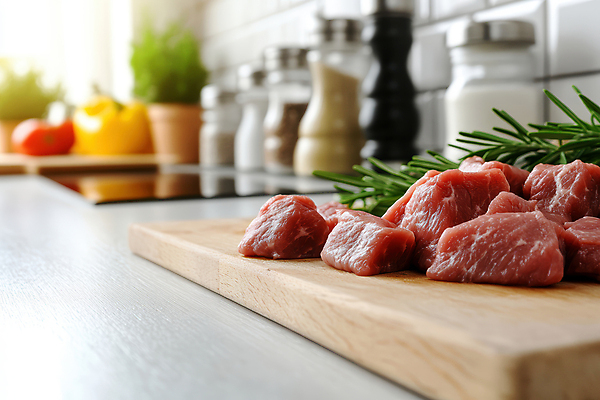 JPG 편집이미지 식재료 생고기 사람없음 주방 소고기 로즈메리 나무도마 조미료통 편집실사 AI포토 AI콘텐츠 도마 통 육류 목재 허브 CG 파일형식