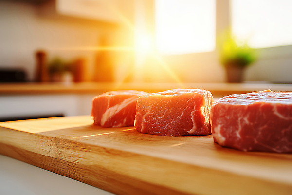 JPG 편집이미지 화분 식재료 창문 생고기 사람없음 햇빛 주방 소고기 나무도마 편집실사 AI포토 AI콘텐츠 도마 육류 목재 태양 CG 파일형식