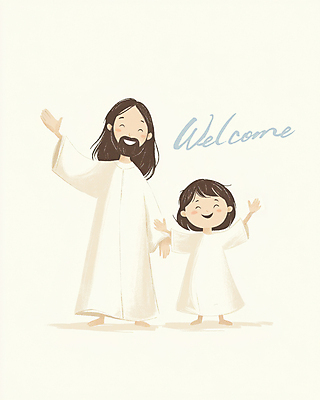 PSD 여자 남자 어린이 일러스트 소녀 성인 두명 노란색 교회 만세 기도 예수 디지털합성 예배 환영 웰컴 국내일러스트 컬러 종교건축 모션 사람 건물 신_종교 파일형식