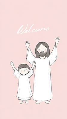 PSD 여자 남자 어린이 일러스트 소녀 성인 두명 교회 만세 기도 예수 디지털합성 예배 환영 연분홍색 웰컴 국내일러스트 분홍색 종교건축 모션 사람 건물 신_종교 파일형식