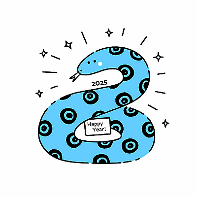 무늬 일러스트 사람없음 파란색 반짝임 뱀띠 해피뉴이어 2025년 을사년 국내일러스트 푸른뱀 푸른뱀캐릭터 AI파일 컬러 모션 새해인사 십이지신 뱀 연도 뱀캐릭터 파일형식 벡터