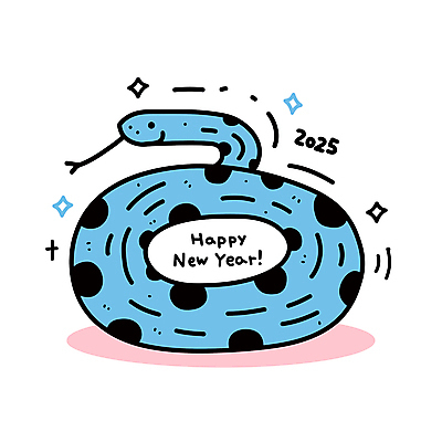 무늬 일러스트 사람없음 파란색 반짝임 뱀띠 해피뉴이어 2025년 을사년 국내일러스트 푸른뱀 푸른뱀캐릭터 AI파일 컬러 모션 새해인사 십이지신 뱀 연도 뱀캐릭터 파일형식 벡터
