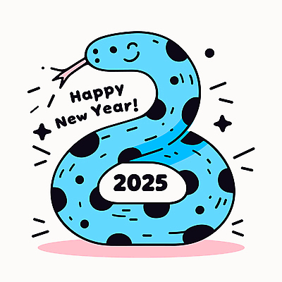 무늬 일러스트 사람없음 파란색 반짝임 뱀띠 해피뉴이어 2025년 을사년 국내일러스트 푸른뱀 푸른뱀캐릭터 AI파일 컬러 모션 새해인사 십이지신 뱀 연도 뱀캐릭터 파일형식 벡터