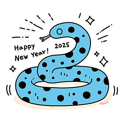 무늬 일러스트 사람없음 파란색 반짝임 뱀띠 해피뉴이어 2025년 을사년 국내일러스트 푸른뱀 푸른뱀캐릭터 AI파일 컬러 모션 새해인사 십이지신 뱀 연도 뱀캐릭터 파일형식 벡터