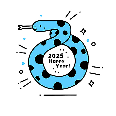 무늬 일러스트 사람없음 파란색 반짝임 뱀띠 해피뉴이어 2025년 을사년 국내일러스트 푸른뱀 푸른뱀캐릭터 AI파일 컬러 모션 새해인사 십이지신 뱀 연도 뱀캐릭터 파일형식 벡터