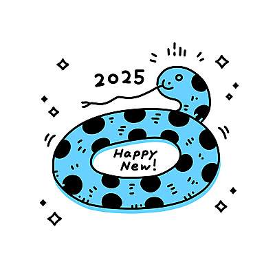 무늬 일러스트 사람없음 파란색 반짝임 뱀띠 해피뉴이어 2025년 을사년 국내일러스트 푸른뱀 푸른뱀캐릭터 AI파일 컬러 모션 새해인사 십이지신 뱀 연도 뱀캐릭터 파일형식 벡터