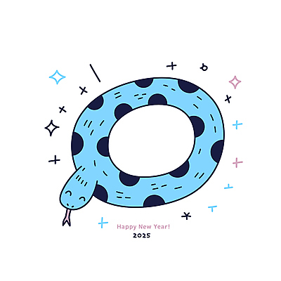 무늬 일러스트 사람없음 파란색 반짝임 뱀띠 해피뉴이어 2025년 을사년 국내일러스트 푸른뱀 푸른뱀캐릭터 AI파일 컬러 모션 새해인사 십이지신 뱀 연도 뱀캐릭터 파일형식 벡터