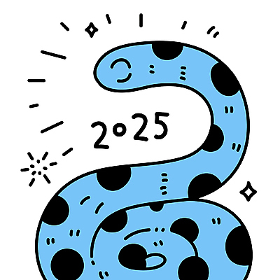무늬 일러스트 사람없음 파란색 반짝임 뱀띠 해피뉴이어 2025년 을사년 국내일러스트 푸른뱀 푸른뱀캐릭터 AI파일 컬러 모션 새해인사 십이지신 뱀 연도 뱀캐릭터 파일형식 벡터