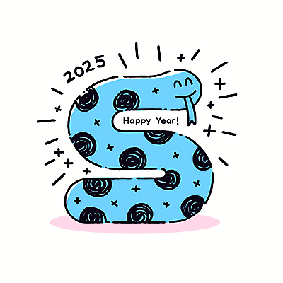 무늬 일러스트 사람없음 파란색 뱀띠 해피뉴이어 2025년 을사년 국내일러스트 푸른뱀 푸른뱀캐릭터 AI파일 컬러 새해인사 십이지신 뱀 연도 뱀캐릭터 파일형식 벡터