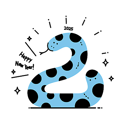 무늬 일러스트 사람없음 파란색 반짝임 뱀띠 해피뉴이어 2025년 을사년 국내일러스트 푸른뱀 푸른뱀캐릭터 AI파일 컬러 모션 새해인사 십이지신 뱀 연도 뱀캐릭터 파일형식 벡터