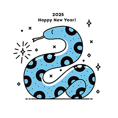 무늬 일러스트 사람없음 파란색 반짝임 뱀띠 해피뉴이어 2025년 을사년 국내일러스트 푸른뱀 푸른뱀캐릭터 AI파일 컬러 모션 새해인사 십이지신 뱀 연도 뱀캐릭터 파일형식 벡터