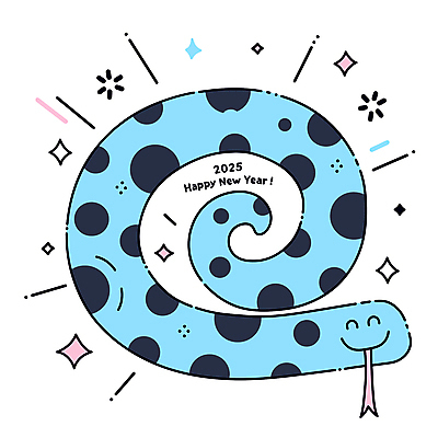 무늬 일러스트 사람없음 파란색 반짝임 뱀띠 해피뉴이어 2025년 을사년 국내일러스트 푸른뱀 푸른뱀캐릭터 AI파일 컬러 모션 새해인사 십이지신 뱀 연도 뱀캐릭터 파일형식 벡터