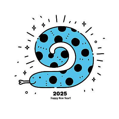 무늬 일러스트 사람없음 파란색 반짝임 뱀띠 해피뉴이어 2025년 을사년 국내일러스트 푸른뱀 푸른뱀캐릭터 AI파일 컬러 모션 새해인사 십이지신 뱀 연도 뱀캐릭터 파일형식 벡터