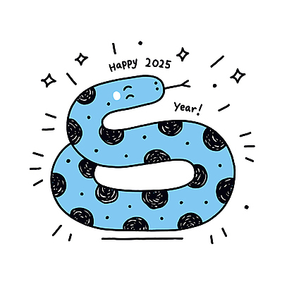 무늬 일러스트 사람없음 파란색 반짝임 뱀띠 해피뉴이어 2025년 을사년 국내일러스트 푸른뱀 푸른뱀캐릭터 AI파일 컬러 모션 새해인사 십이지신 뱀 연도 뱀캐릭터 파일형식 벡터