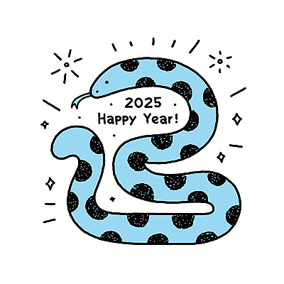 무늬 일러스트 사람없음 파란색 반짝임 뱀띠 해피뉴이어 2025년 을사년 국내일러스트 푸른뱀 푸른뱀캐릭터 AI파일 컬러 모션 새해인사 십이지신 뱀 연도 뱀캐릭터 파일형식 벡터