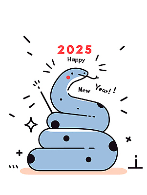 무늬 일러스트 사람없음 파란색 반짝임 뱀띠 해피뉴이어 2025년 을사년 국내일러스트 푸른뱀 푸른뱀캐릭터 AI파일 컬러 모션 새해인사 십이지신 뱀 연도 뱀캐릭터 파일형식 벡터
