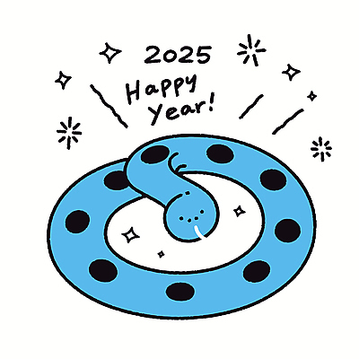 무늬 일러스트 사람없음 파란색 반짝임 뱀띠 해피뉴이어 2025년 을사년 국내일러스트 푸른뱀 푸른뱀캐릭터 AI파일 컬러 모션 새해인사 십이지신 뱀 연도 뱀캐릭터 파일형식 벡터