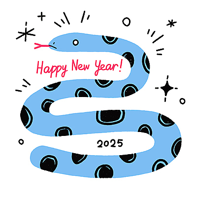 무늬 일러스트 사람없음 파란색 반짝임 뱀띠 해피뉴이어 2025년 을사년 국내일러스트 푸른뱀 푸른뱀캐릭터 AI파일 컬러 모션 새해인사 십이지신 뱀 연도 뱀캐릭터 파일형식 벡터