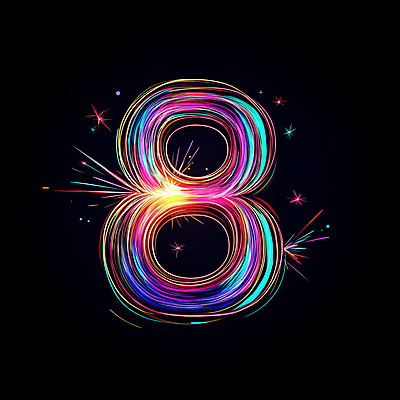 JPG 일러스트 폭죽 사람없음 빛 컬러풀 8 네온 카운트 국내일러스트 AI일러스트 AI콘텐츠 컬러 숫자 파일형식