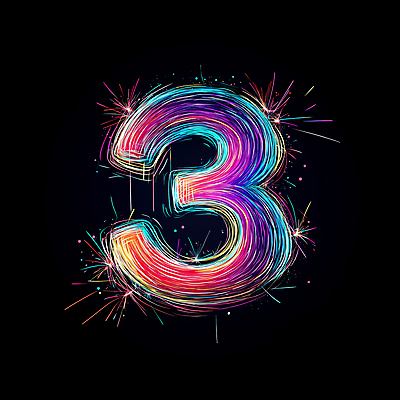 JPG 일러스트 폭죽 3 사람없음 빛 컬러풀 네온 카운트 국내일러스트 AI일러스트 AI콘텐츠 컬러 파일형식