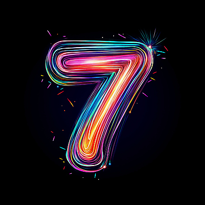 JPG 일러스트 폭죽 사람없음 빛 컬러풀 네온 7 카운트 국내일러스트 AI일러스트 AI콘텐츠 컬러 숫자 파일형식