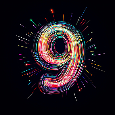 JPG 일러스트 폭죽 사람없음 빛 컬러풀 9 네온 카운트 국내일러스트 AI일러스트 AI콘텐츠 컬러 숫자 파일형식