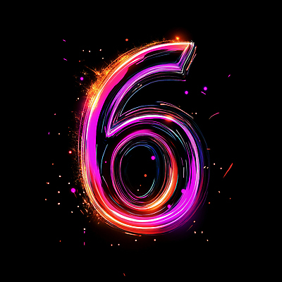 JPG 일러스트 폭죽 사람없음 빛 컬러풀 6 네온 카운트 국내일러스트 AI일러스트 AI콘텐츠 컬러 숫자 파일형식