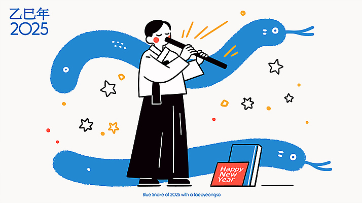 여자 별 연주 일러스트 새해 한명 들기 성인 책 반짝임 연주자 뱀띠 불기 피리 해피뉴이어 성인여자한명만 2025년 을사년 국내일러스트 푸른뱀 AI파일 자연요소 1 음악 모션 사람 음악가 새해인사 십이지신 뱀 목관악기 연도 여자한명만 성인여자만 파일형식 벡터