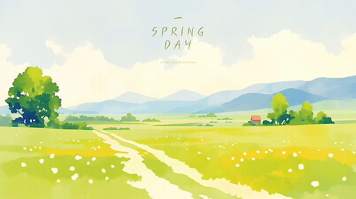 PSD 나무 구름 꽃 일러스트 자연 하늘 산 초원 사람없음 초록색 평화 봄풍경 국내일러스트 자연요소 식물 컬러 컨셉 풍경 봄 생태계 파일형식