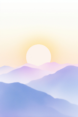 JPG 백그라운드 일러스트 아침 풍경 사람없음 태양 일출 보라색 새벽 감성 산맥 국내일러스트 AI일러스트 AI콘텐츠 주간 자연요소 컬러 컨셉 산 노을 파일형식