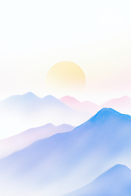 JPG 백그라운드 일러스트 아침 풍경 사람없음 태양 일출 보라색 새벽 감성 산맥 국내일러스트 AI일러스트 AI콘텐츠 주간 자연요소 컬러 컨셉 산 노을 파일형식