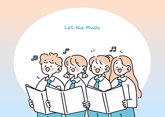 여자 남자 교복 분홍색 하늘색 음표 일러스트 노래 청소년 미소 들기 여러명 상반신 기쁨 원형 악보 그라데이션 합창단 십대만 국내일러스트 AI파일 도형 기호 옷 감정 음악 컬러 다수 모션 표정 사람 파란색 그룹 합창 파일형식 벡터