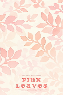 PSD 분홍색 백그라운드 무늬 일러스트 나뭇잎 수채화 사람없음 국내일러스트 컬러 잎 파일형식