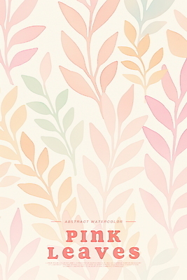 PSD 분홍색 백그라운드 무늬 일러스트 나뭇잎 수채화 사람없음 국내일러스트 컬러 잎 파일형식