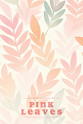 PSD 분홍색 백그라운드 무늬 일러스트 나뭇잎 수채화 사람없음 국내일러스트 컬러 잎 파일형식