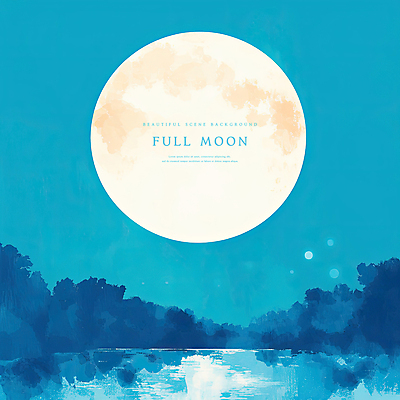 PSD 구름 호수 일러스트 밤하늘 풍경 사람없음 물 파란색 보름달 숲 감성 정월대보름 국내일러스트 자연요소 명절 컬러 컨셉 하늘 달 야간 파일형식