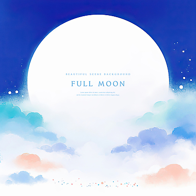 PSD 구름 일러스트 밤하늘 풍경 사람없음 파란색 보름달 감성 정월대보름 국내일러스트 자연요소 명절 컬러 컨셉 하늘 달 야간 파일형식