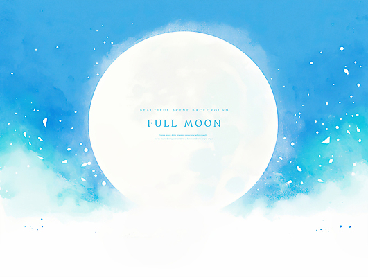 PSD 구름 일러스트 밤하늘 풍경 사람없음 파란색 보름달 파편 감성 정월대보름 국내일러스트 자연요소 명절 컬러 컨셉 하늘 달 야간 파일형식