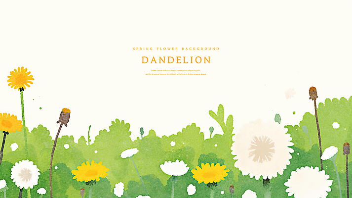 PSD 일러스트 수채화 사람없음 초록색 봄 풀 감성 민들레홀씨 국내일러스트 식물 계절 컬러 컨셉 민들레 파일형식
