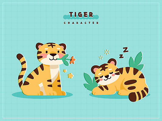 꽃 엎드리기 스티커 잎 일러스트 미소 앉기 사람없음 반짝임 귀여움 잠 물기 호랑이캐릭터 Z 민트색 일러캐릭터 AI파일 식물 캐릭터 알파벳 컬러 동물캐릭터 컨셉 모션 표정 호랑이 파일형식 벡터