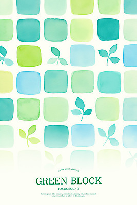 PSD 백그라운드 잎 일러스트 수채화 사람없음 초록색 사각형 블록 미니멀 국내일러스트 도형 식물 컬러 파일형식