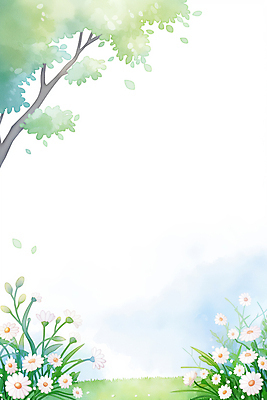 JPG 나무 잎 일러스트 봄꽃 하늘 수채화 초원 사람없음 연두색 빛 봄풍경 국내일러스트 AI일러스트 AI콘텐츠 식물 꽃 풍경 초록색 봄 파일형식